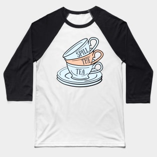 "Spill the tea" Pastel Teacup Stack Baseball T-Shirt